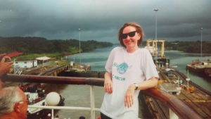 Sharyn McCullum Sailing Through The Panama Canal With Storm Chasing Boat.