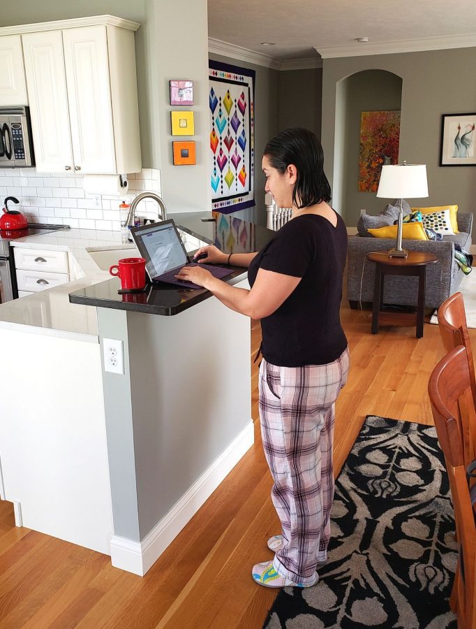 Vicky Sosa Working Remotely From Her Kitchen Bench