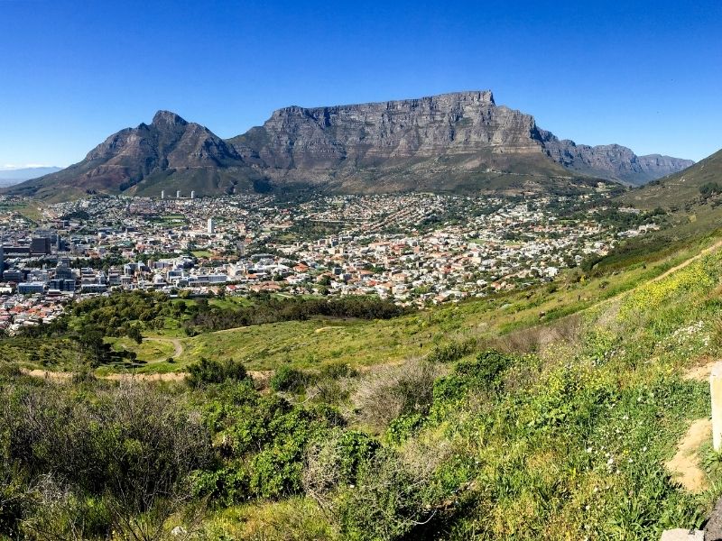 Table Mountain In South Africa Provides Fabulous Views Over Cape Town. It Has A Flat Top Making It Look Like A Table.