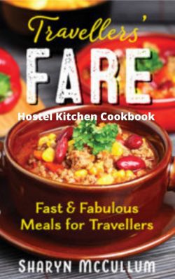 Travellers Fare Hostel Kitchen Cookbook Cover. Bowl of Chilli Made From Meat, Corn And Kidney Beans.