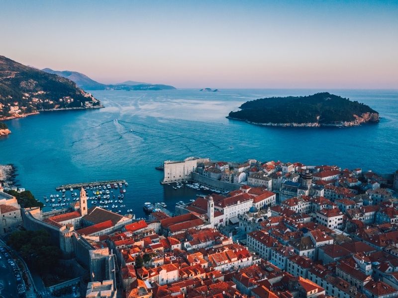 Dubrovnik, Is A Coastal Town In Croatia. Lots Of Old Buildings On A Beautiful Harbour.