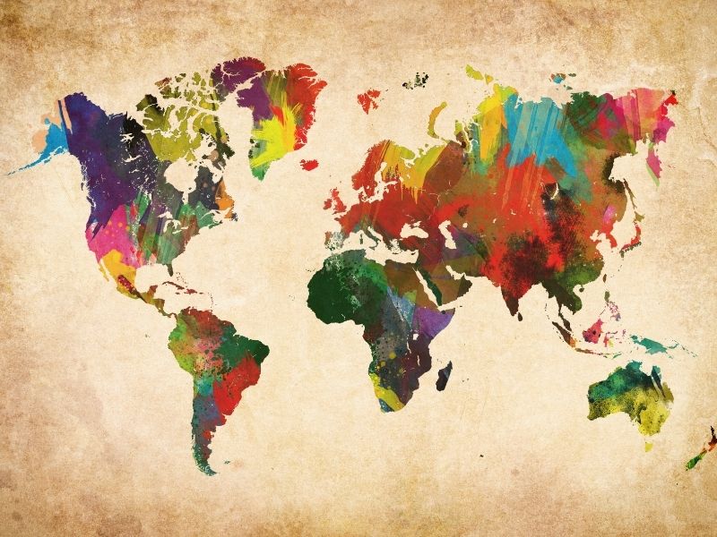 Colourful World Map. Where Will You Work And Travel As A Backpacker Or Digital Nomad?