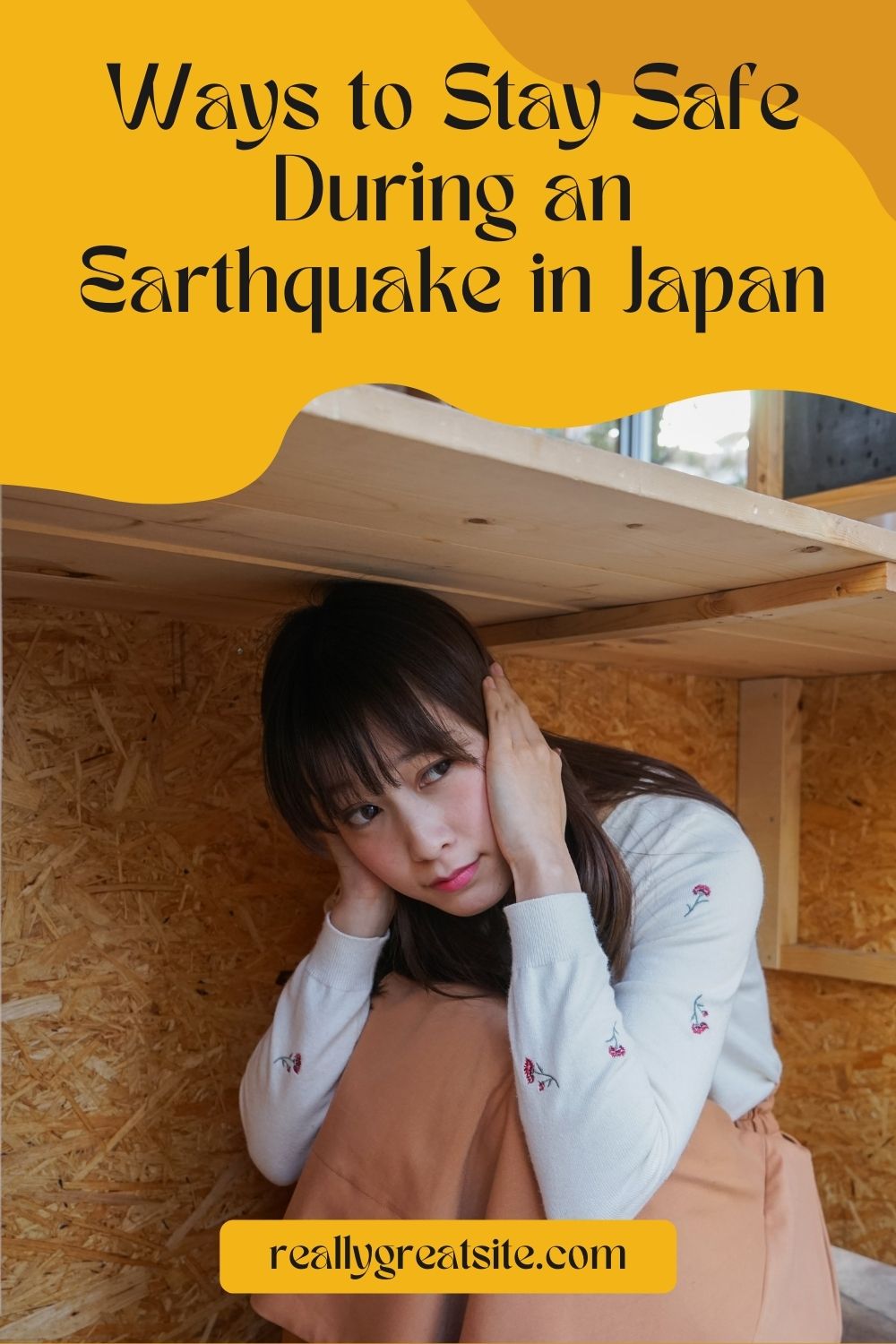 Lady Under A Desk During An Earthquake PIN.
