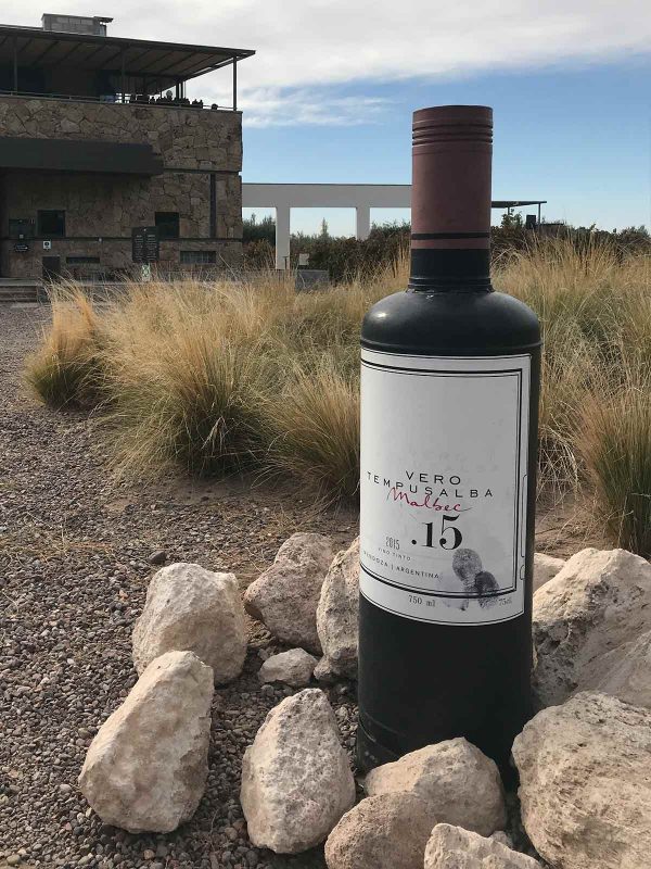 Wine-Bottle-Sitting-In-Field-Made-In-Mendoza-Argentina