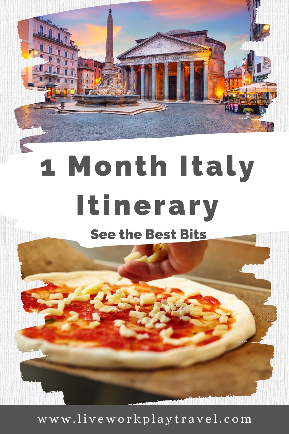 1 Month Italy Itinerary Pin. Pantheon and Pizza.