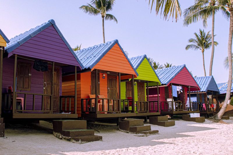 Unique Hut Bungalows Accommodation on the Beach in Thailand.