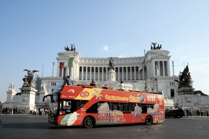 Spanish Steps in Rome with Hop-on Hop-off bus.
