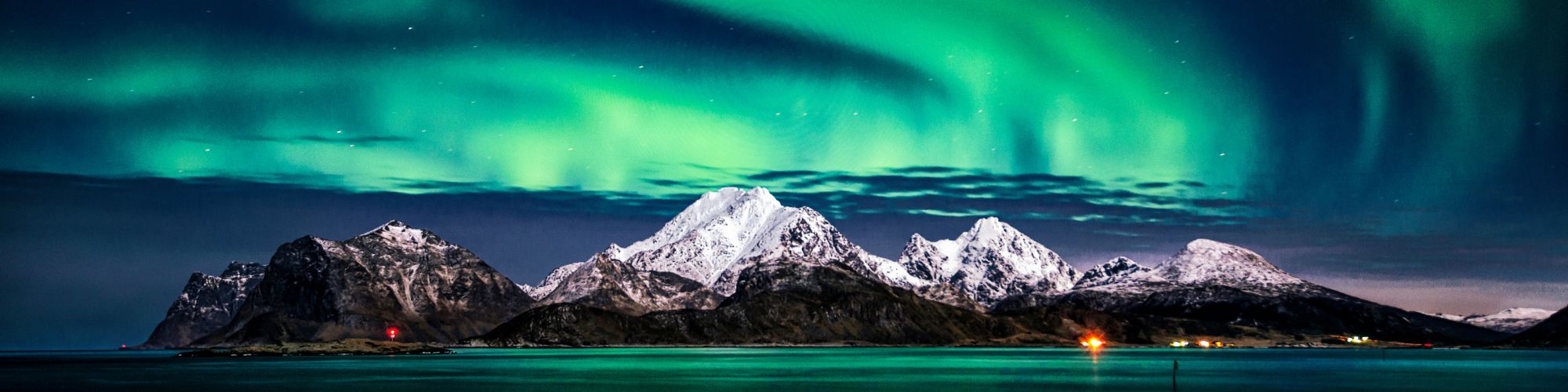 Green Northern Lights in Scandinavia.