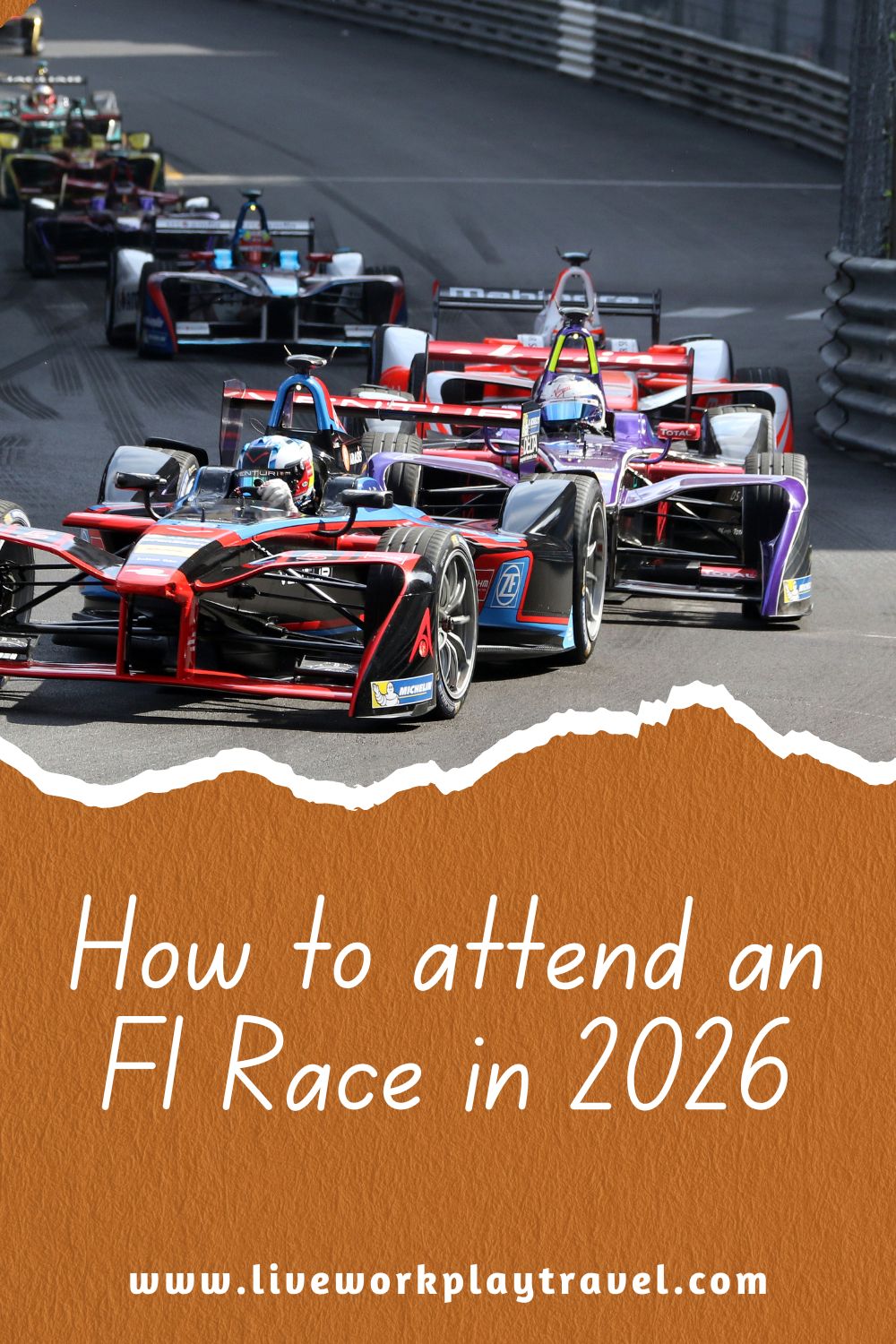 Formula 1 cars on a track racing PIN.