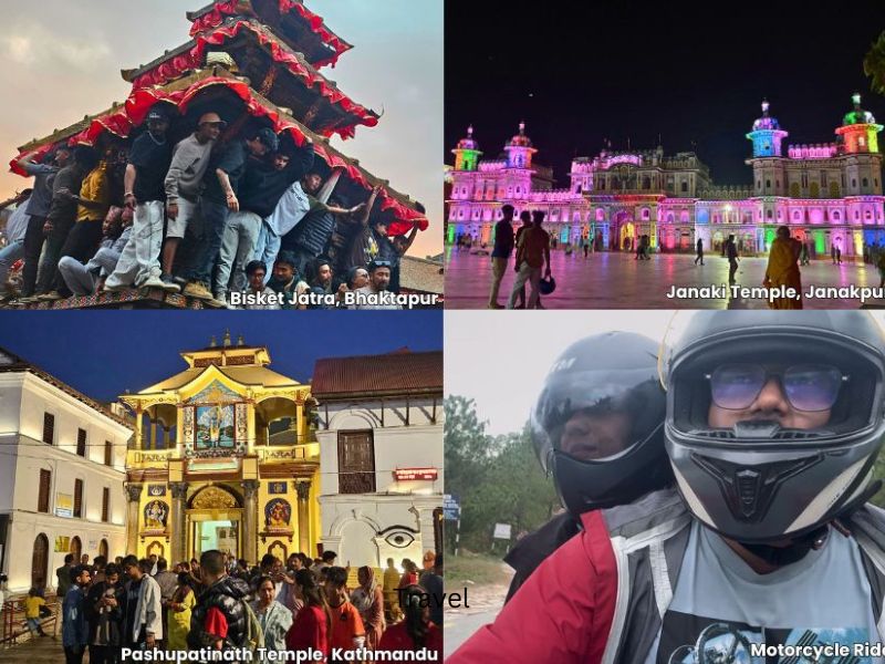 NepalCollagex4 temples, food tours and motor cycling are things to do in Nepal that aren't trekking