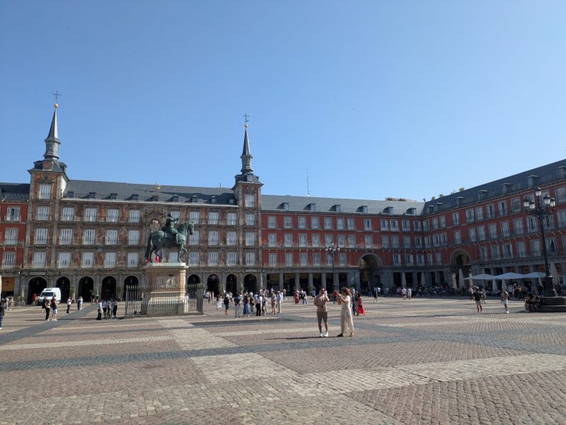 Plaza Mayer, Madrid is a large square.