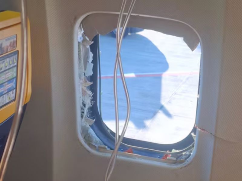 broken window on a plane